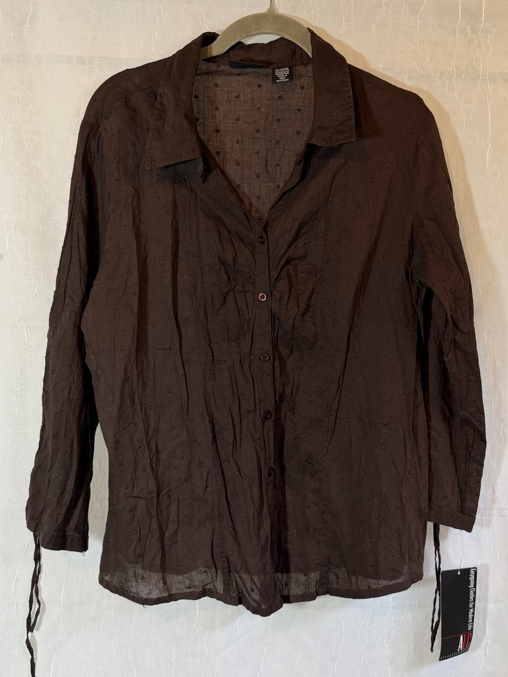 A.L.C. Brown Button-Down Sheer Blouse